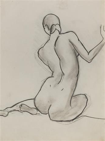 ESPHYR SLOBODKINA Seated Female Nude seen from behind.